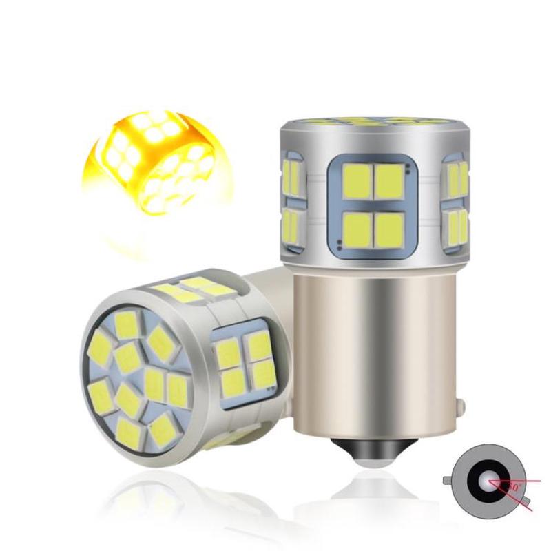 1pair Automotive 30-LED Wick 12V-80V Turn/Daytime Running/Taillight, Specification: 1156 Crooked Pin(Yellow Light)