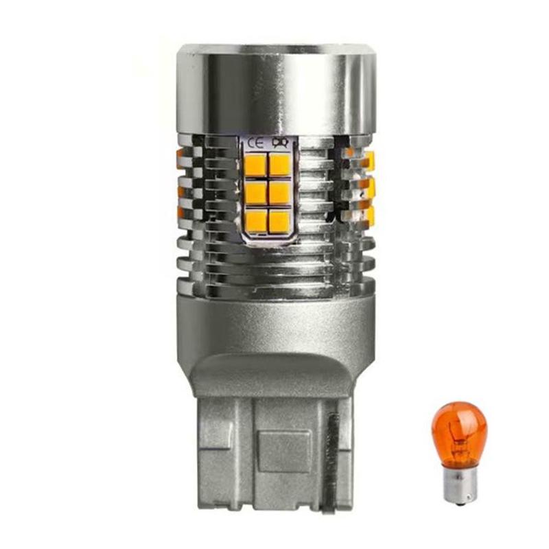 25W Automotive LED Anti-Flicker Decoded Turn Signal Light With Fan, Specification: T20 / 7440(Yellow Light)