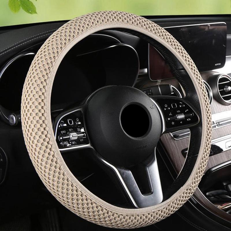 Breathable Mesh Elastic Car Universal Anti-skid Steering Wheel Cover, Diameter: 38cm(Beige)