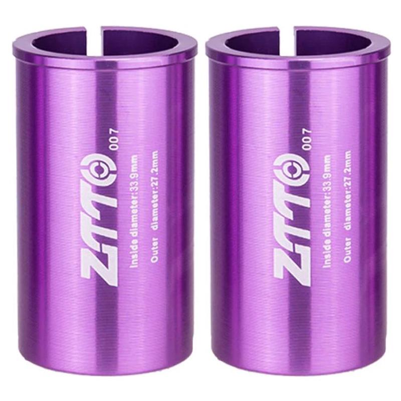 27.2-33.9mm 007 2pcs ZTTO Bicycle Seat Post Conversion Sleeve Reducer Cover(Purple)