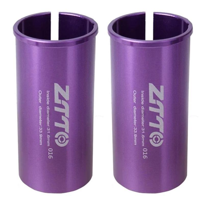 31.6-33.9mm 016 2pcs ZTTO Bicycle Seat Post Conversion Sleeve Reducer Cover(Purple)