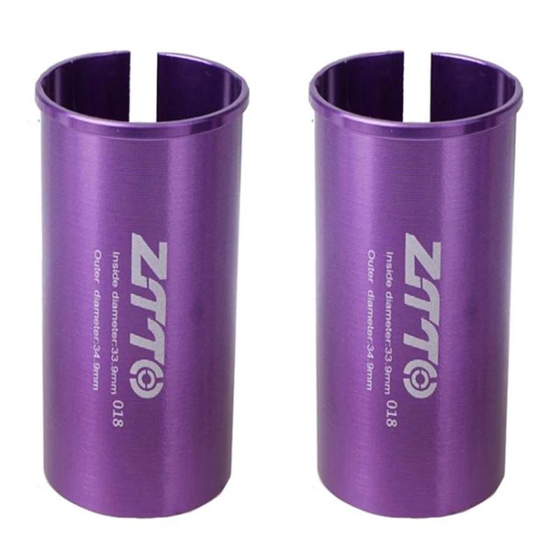 33.9-34.9mm 018 2pcs ZTTO Bicycle Seat Post Conversion Sleeve Reducer Cover(Purple)