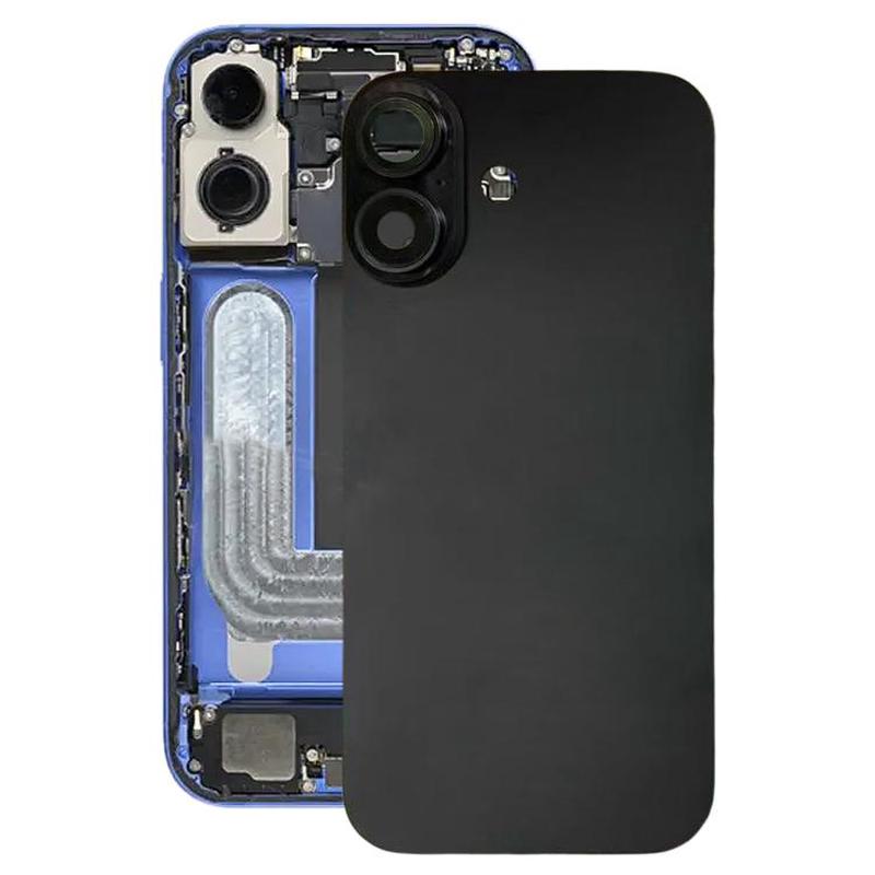 For iPhone 17 Glass Battery Back Cover with Camera Lens Cover(Black)