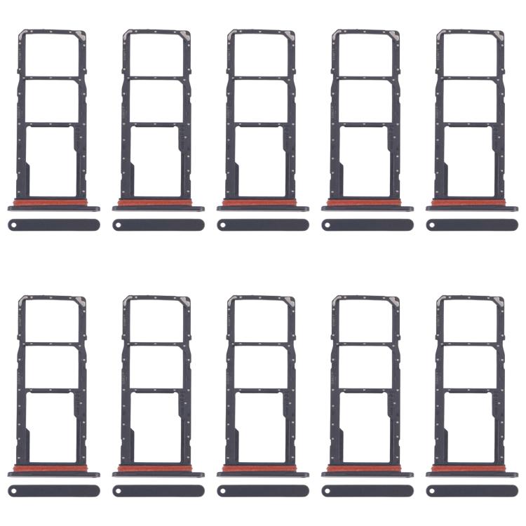 For Samsung Galaxy A07 4G SM-A075F Original 10pcs SIM Card Tray + SIM Card Tray + Micro SD Card Tray (Black)