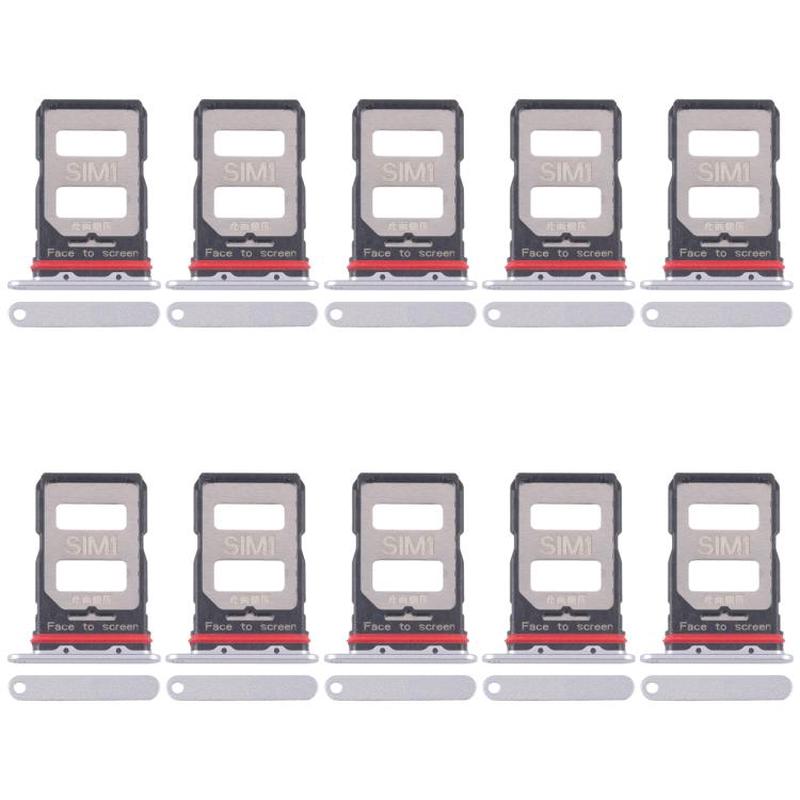 For Xiaomi Redmi K70 10pcs SIM Card Tray + SIM Card Tray (Silver)
