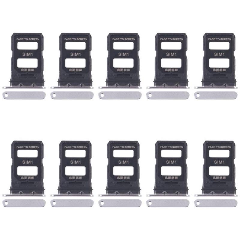 For Xiaomi 14 Pro 10pcs SIM Card Tray + SIM Card Tray (Silver)
