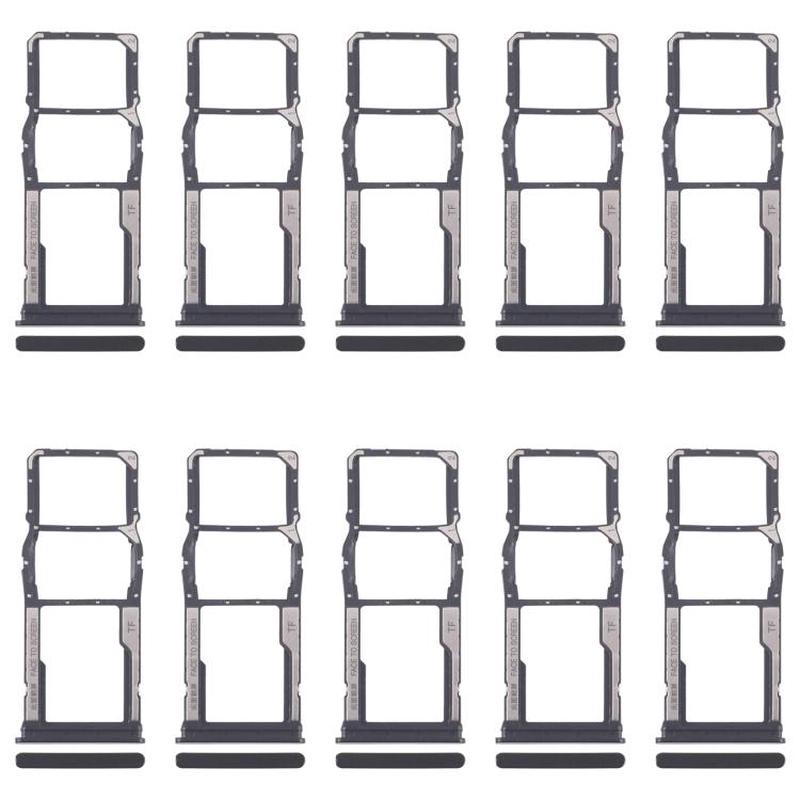For Xiaomi Redmi 13C 5G 10pcs SIM Card Tray + SIM Card Tray + Micro SD Card Tray (Black)
