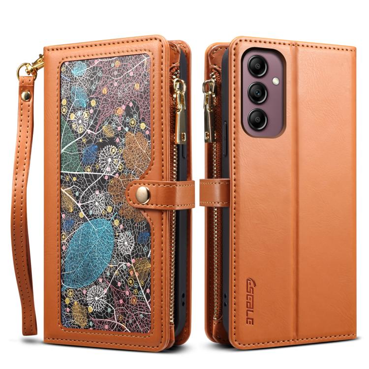 For Samsung Galaxy S25 FE 5G ESEBLE Star Series Lanyard Zipper Wallet RFID Leather Case(Brown)