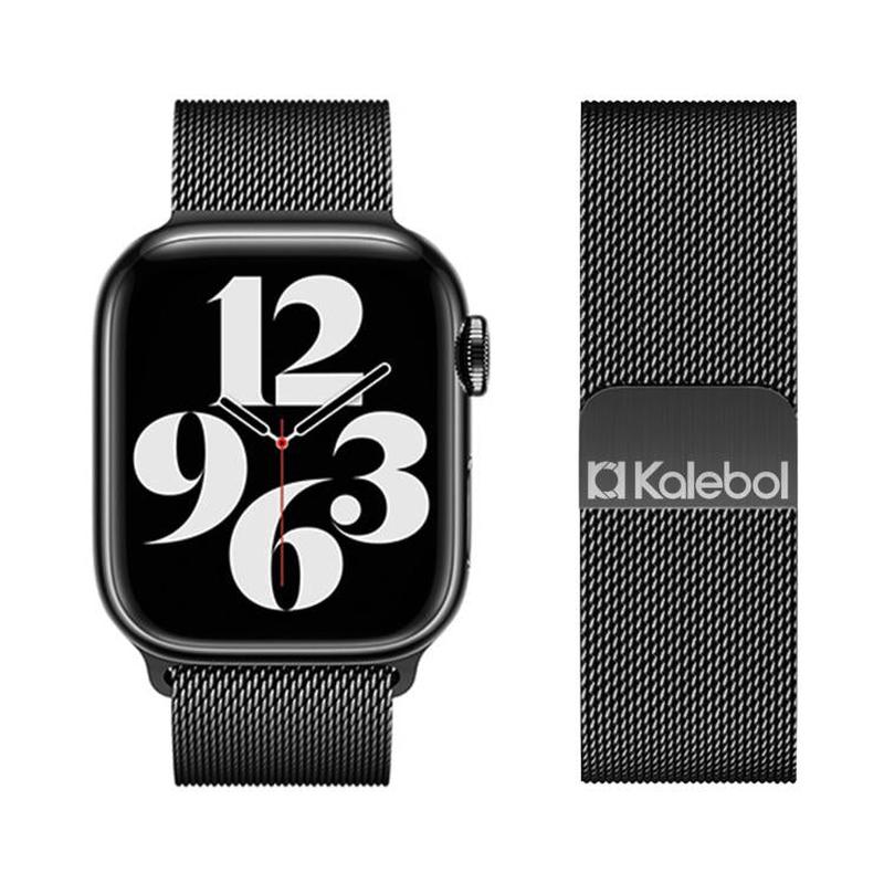 For Apple Watch 46mm / 49mm / 45mm / 44mm Kalebol Magnetic Stainless Steel Watch Band(Black)