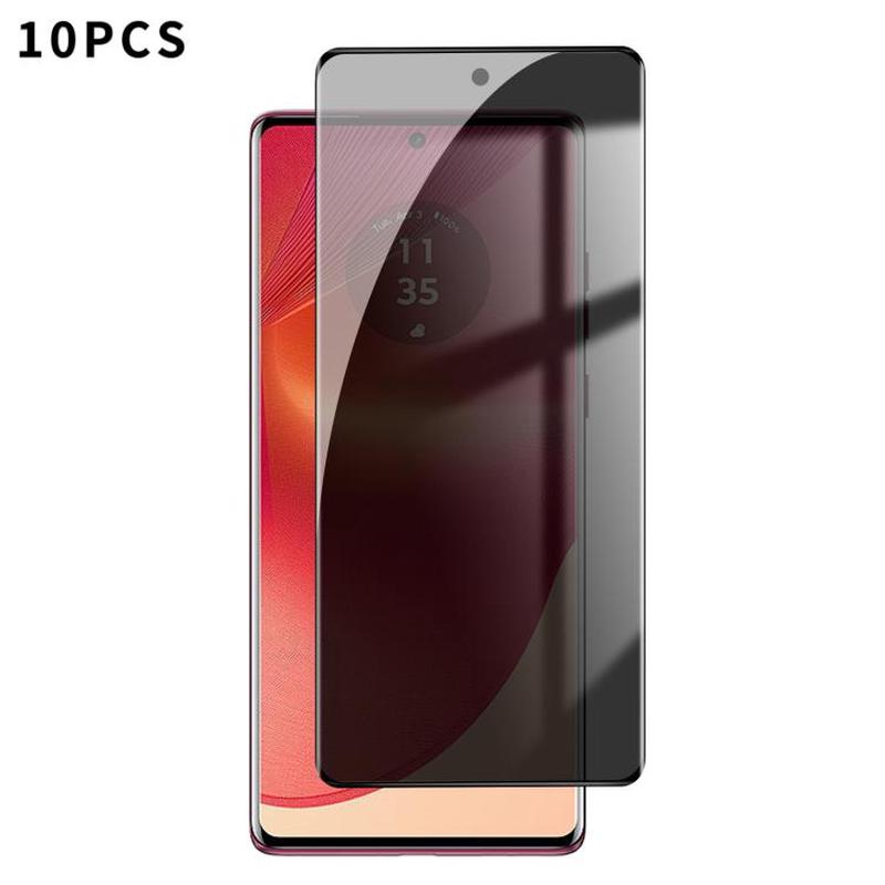 For Motorola Edge 50 Fusion 10pcs Kalebol Curved High-Aluminum Screen-Printed Full-Coverage Anti-Fingerprint Black-Border Privacy Tempered Glass Film