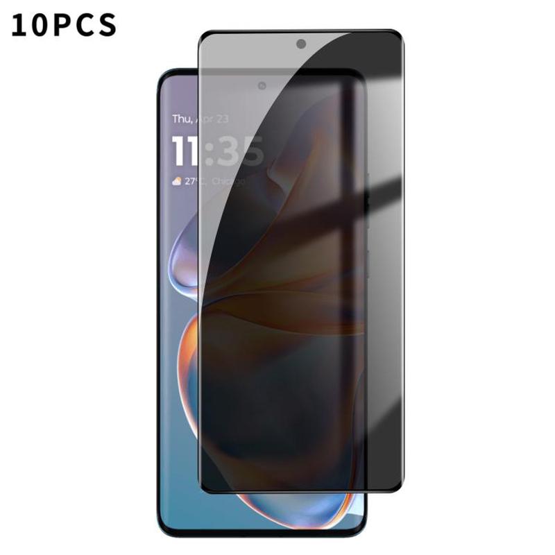 For Motorola Edge 50 Pro 10pcs Kalebol Curved High-Aluminum Screen-Printed Full-Coverage Anti-Fingerprint Black-Border Privacy Tempered Glass Film