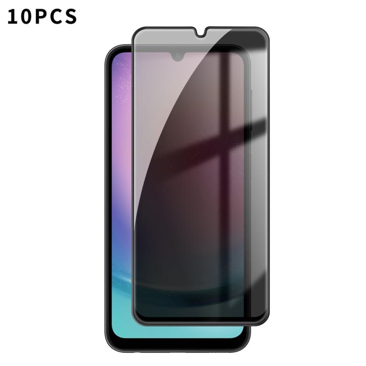For Samsung Galaxy A24 4G 10pcs Kalebol High-Aluminum Screen-Printed Full-Coverage Black-Border Privacy Tempered Glass Film