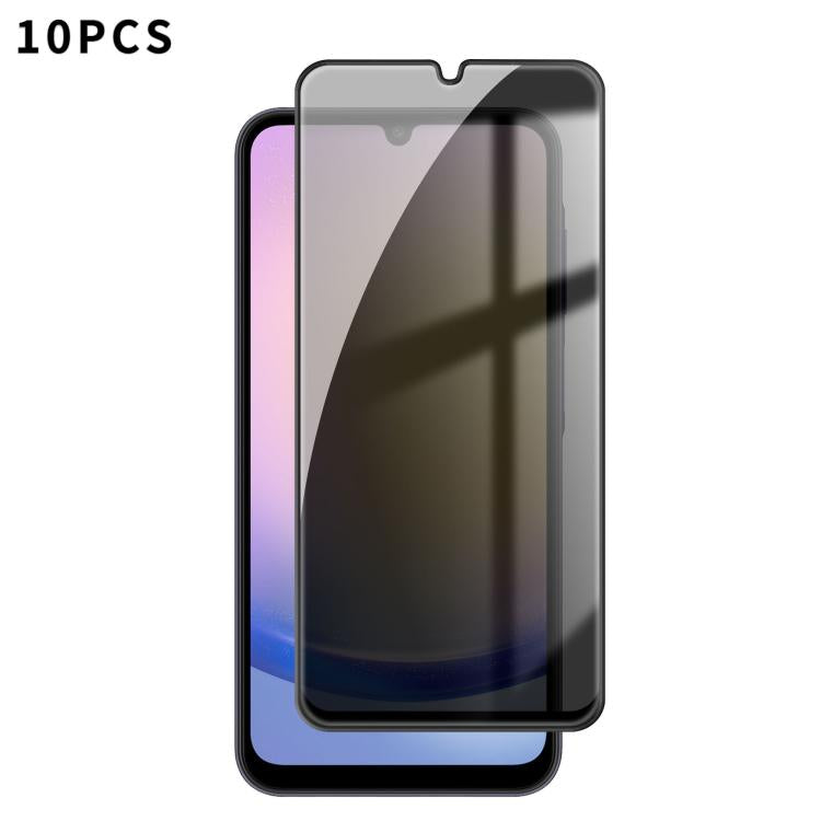 For Samsung Galaxy A25 5G 10pcs Kalebol High-Aluminum Screen-Printed Full-Coverage Black-Border Privacy Tempered Glass Film