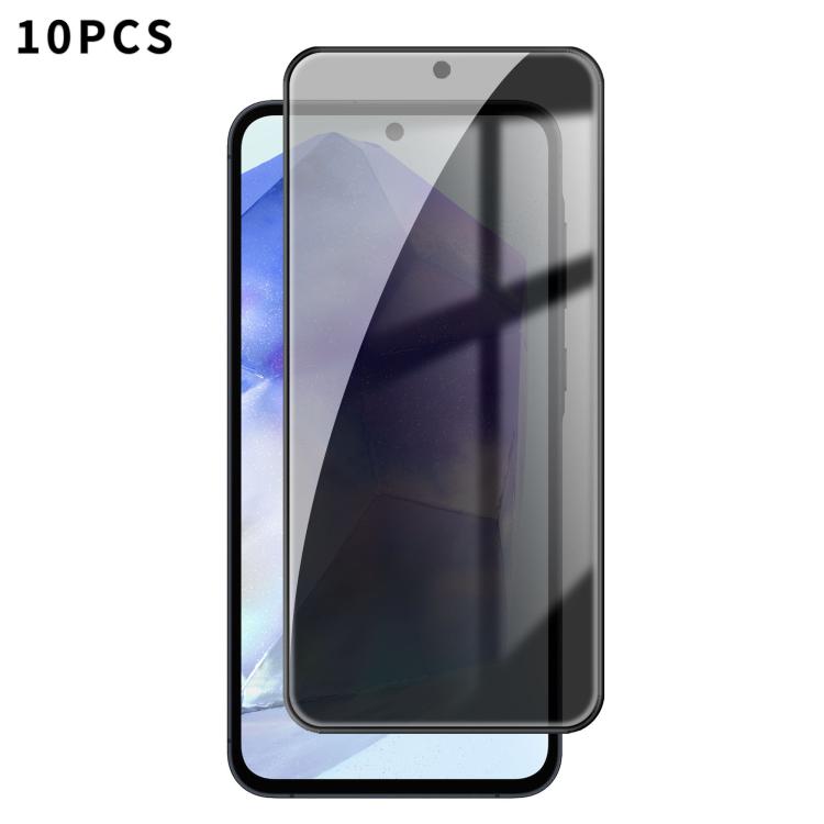 For Samsung Galaxy A55 5G 10pcs Kalebol High-Aluminum Screen-Printed Full-Coverage Black-Border Privacy Tempered Glass Film