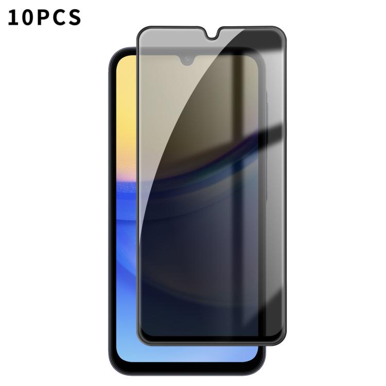 For Samsung Galaxy A15 10pcs Kalebol High-Aluminum Screen-Printed Full-Coverage Black-Border Privacy Tempered Glass Film