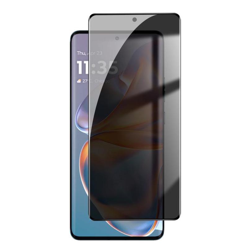 For Motorola Edge 50 Pro Kalebol Curved High-Aluminum Screen-Printed Full-Coverage Anti-Fingerprint Black-Border Privacy Tempered Glass Film