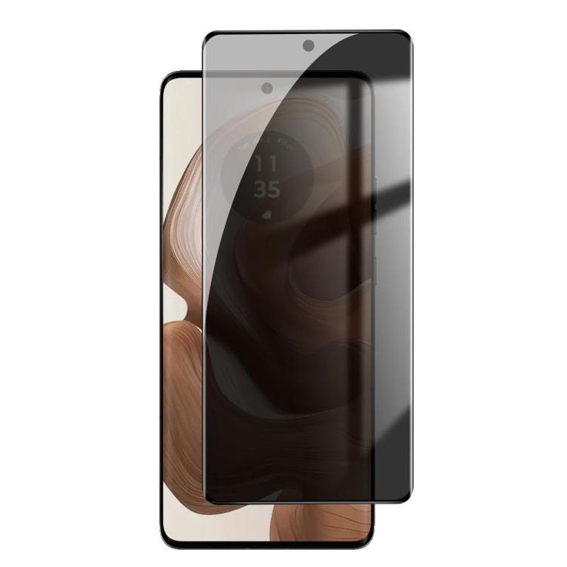 For Motorola Edge 50 Ultra Kalebol Curved High-Aluminum Screen-Printed Full-Coverage Anti-Fingerprint Black-Border Privacy Tempered Glass Film