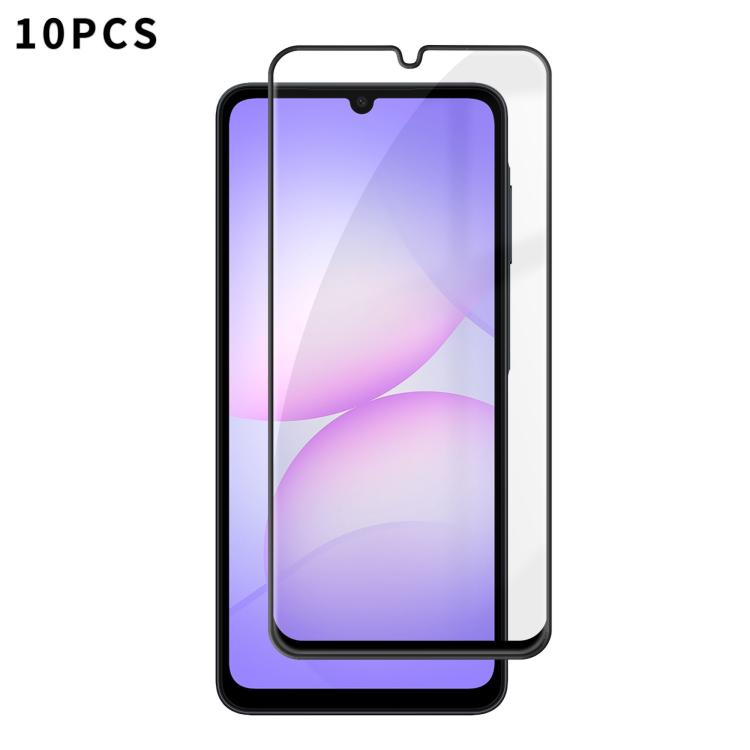 For Samsung Galaxy A07 4G / 5G 10pcs Kalebol High-Aluminum Screen-Printed Full-Coverage Anti-Fingerprint Black-Bordered HD Tempered Glass Film