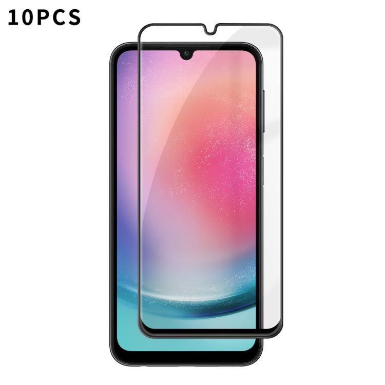 For Samsung Galaxy A24 4G 10pcs Kalebol High-Aluminum Screen-Printed Full-Coverage Anti-Fingerprint Black-Bordered HD Tempered Glass Film