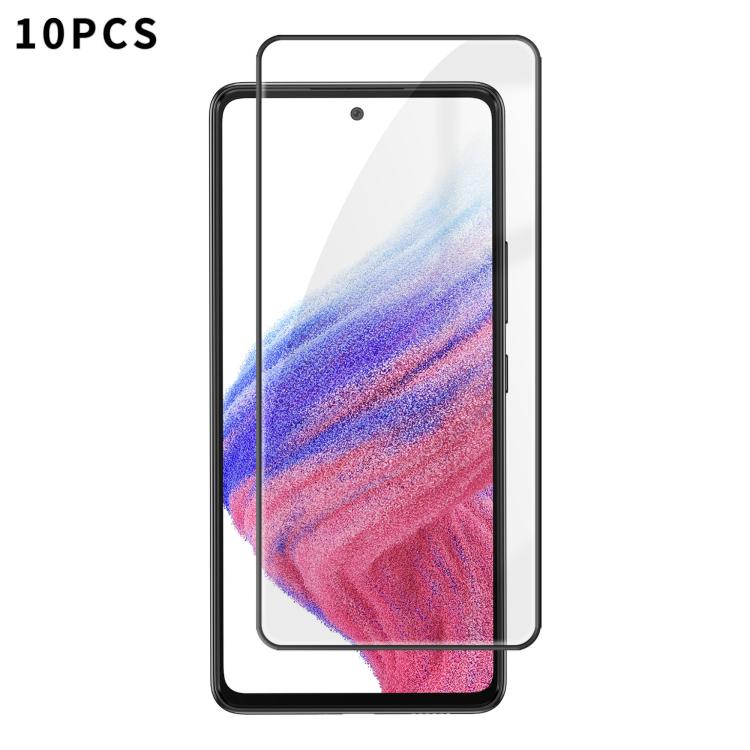 For Samsung Galaxy A53 5G 10pcs Kalebol High-Aluminum Screen-Printed Full-Coverage Anti-Fingerprint Black-Bordered HD Tempered Glass Film