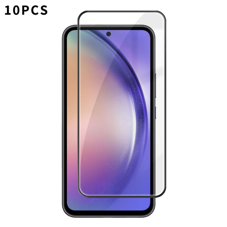 For Samsung Galaxy A54 5G 10pcs Kalebol High-Aluminum Screen-Printed Full-Coverage Anti-Fingerprint Black-Bordered HD Tempered Glass Film