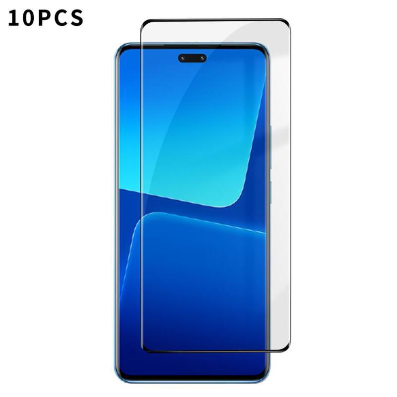 For Xiaomi 13 Lite 10pcs Kalebol Curved High-Aluminum Screen-Printed Full-Coverage Anti-Fingerprint Black-Bordered HD Tempered Glass Film