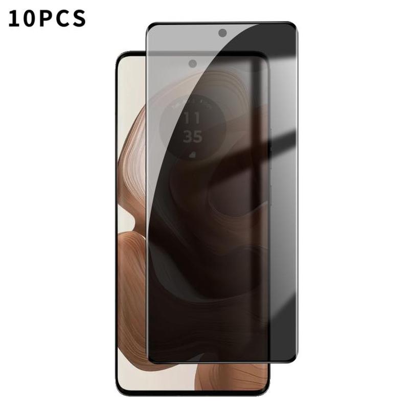 For Motorola Edge 50 Ultra 10pcs Kalebol Curved High-Aluminum Screen-Printed Full-Coverage Anti-Fingerprint Black-Border Privacy Tempered Glass Film