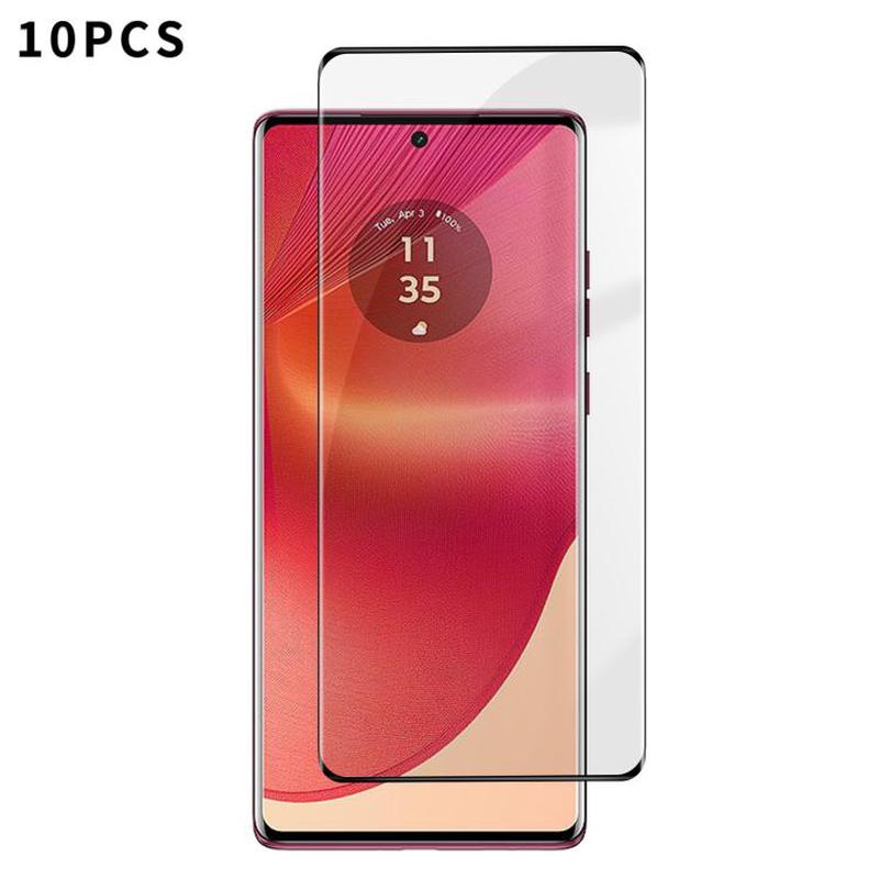 For Motorola Edge 50 Fusion 10pcs Kalebol Curved High-Aluminum Screen-Printed Full-Coverage Anti-Fingerprint Black-Bordered HD Tempered Glass Film