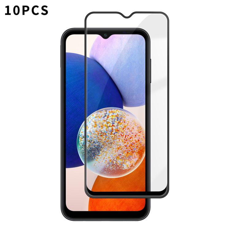 For Samsung Galaxy A14 5G 10pcs Kalebol High-Aluminum Screen-Printed Full-Coverage Anti-Fingerprint Black-Bordered HD Tempered Glass Film