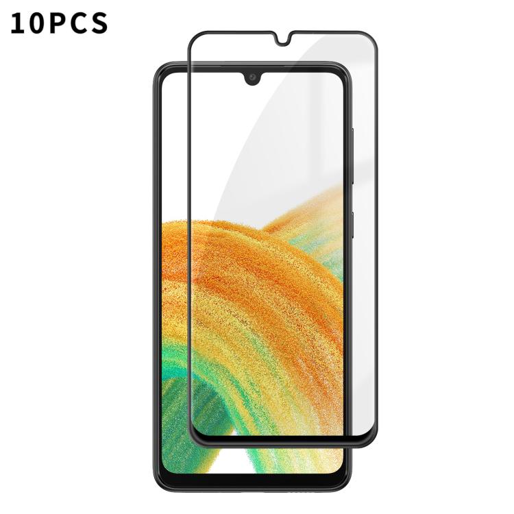 For Samsung Galaxy A33 5G 10pcs Kalebol High-Aluminum Screen-Printed Full-Coverage Anti-Fingerprint Black-Bordered HD Tempered Glass Film