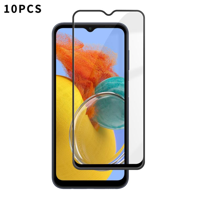For Samsung Galaxy M14 5G 10pcs Kalebol High-Aluminum Screen-Printed Full-Coverage Anti-Fingerprint Black-Bordered HD Tempered Glass Film