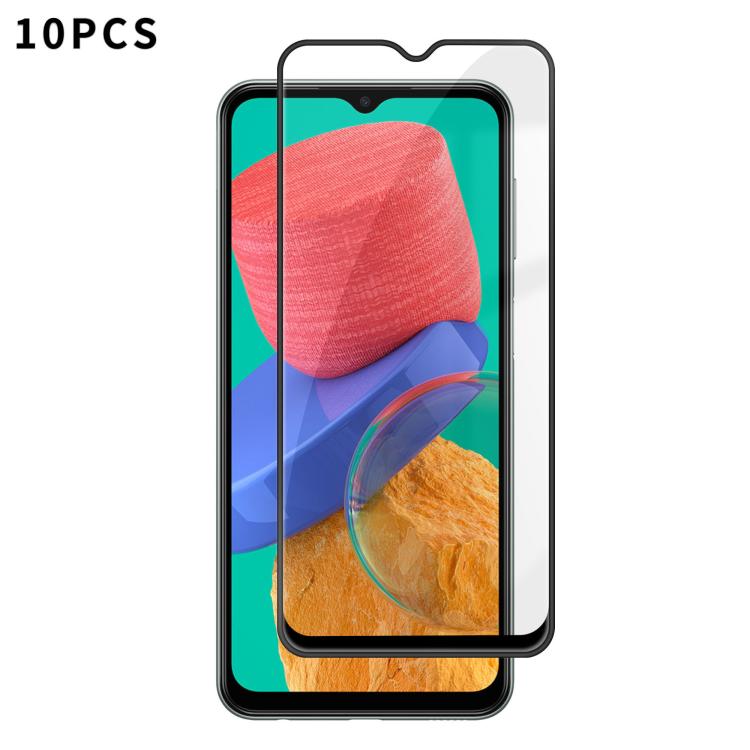 For Samsung Galaxy M33 5G 10pcs Kalebol High-Aluminum Screen-Printed Full-Coverage Anti-Fingerprint Black-Bordered HD Tempered Glass Film