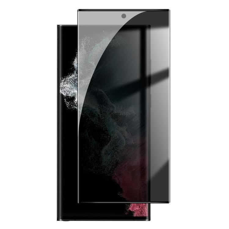 For Samsung Galaxy S22 Ultra 5G Kalebol Curved High-Aluminum Screen-Printed Full-Coverage Anti-Fingerprint Black-Border Privacy Tempered Glass Film