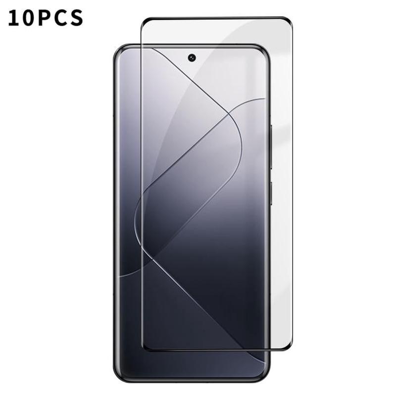For Xiaomi 14 Pro 10pcs Kalebol Curved High-Aluminum Screen-Printed Full-Coverage Anti-Fingerprint Black-Bordered HD Tempered Glass Film