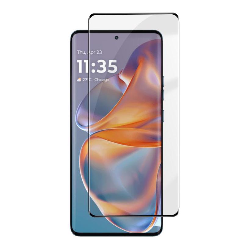 For Motorola Edge 50 Pro Kalebol Curved High-Aluminum Screen-Printed Full-Coverage Anti-Fingerprint Black-Bordered HD Tempered Glass Film