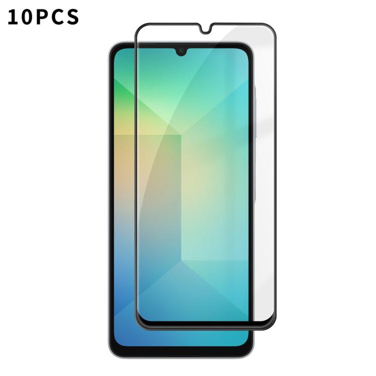 For Samsung Galaxy A06 4G / 5G 10pcs Kalebol High-Aluminum Screen-Printed Full-Coverage Anti-Fingerprint Black-Bordered HD Tempered Glass Film