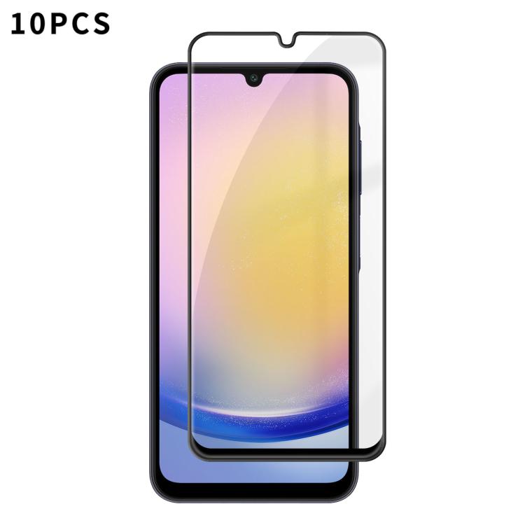 For Samsung Galaxy A25 5G 10pcs Kalebol High-Aluminum Screen-Printed Full-Coverage Anti-Fingerprint Black-Bordered HD Tempered Glass Film