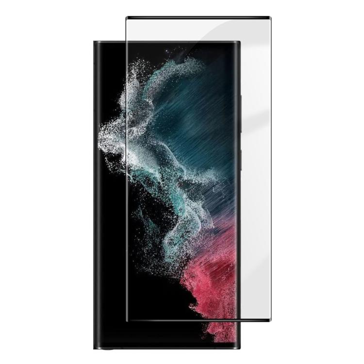 For Samsung Galaxy S22 Ultra 5G Kalebol Curved High-Aluminum Screen-Printed Full-Coverage Anti-Fingerprint Black-Bordered HD Tempered Glass Film