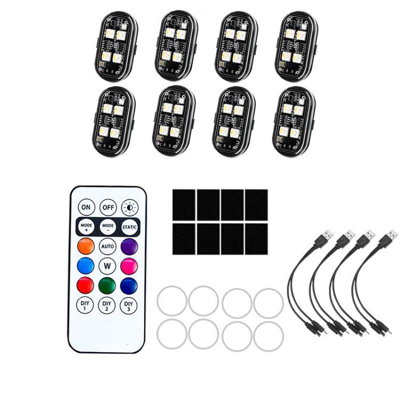 Wireless Remote-Controlled Motorcycle LED Flashing Taillight For Retrofitting, Specification: 8 Lights(Boxed)