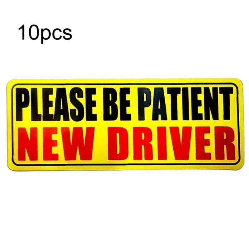 10pcs New Driver Car Probationary Sticker Reflective Magnetic Warning Sticker, Style: 2