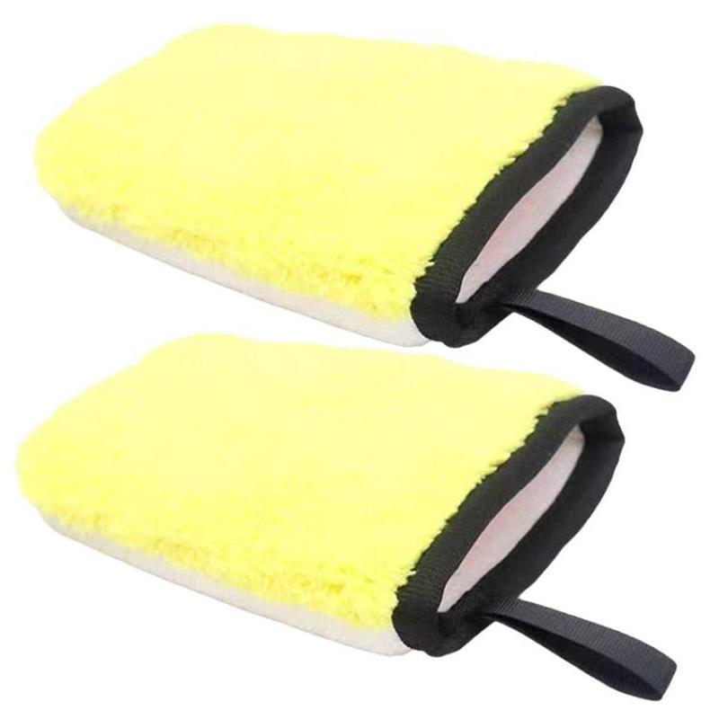 2pcs Car Interior Cleaning Gloves Dashboard Seat Car Washing Tools(Yellow)