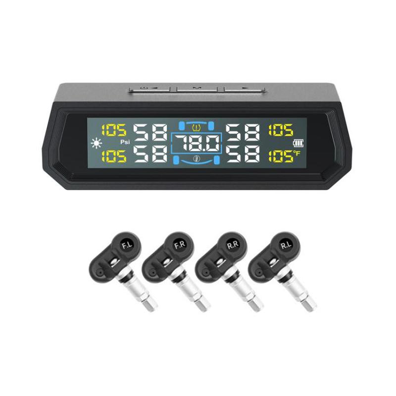 Solar-Powered Ambient Temperature Tire Pressure Monitor, Version: English + English Broadcast(Internal)