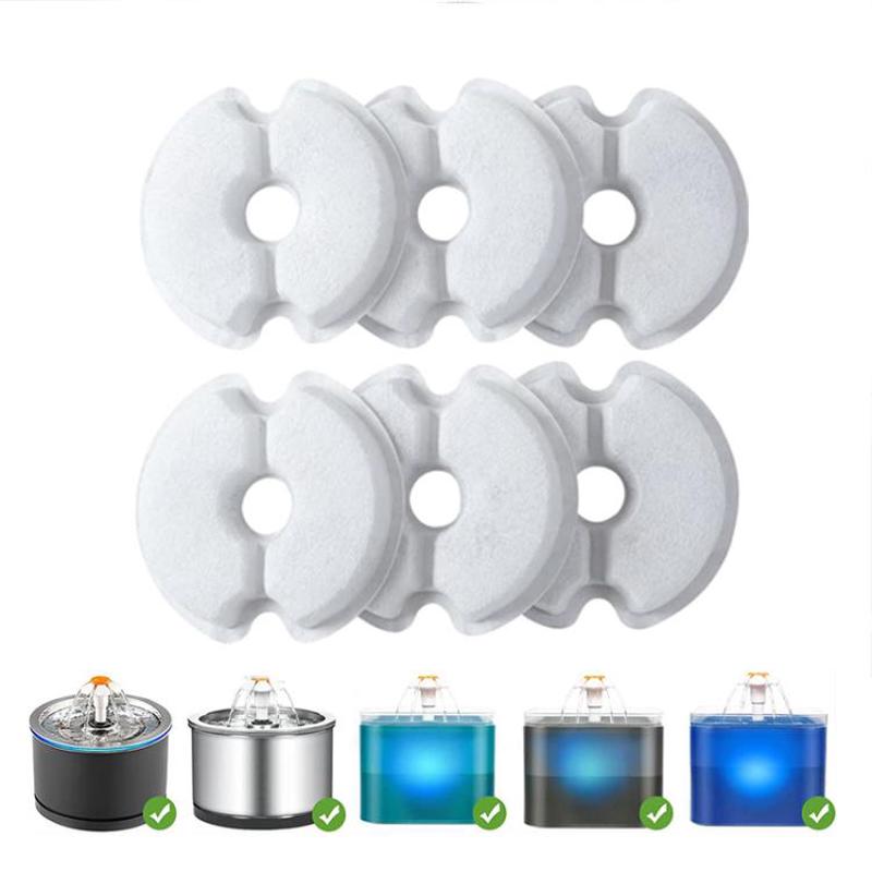 6pcs /Pack Cat Dog Pet Water Fountain Filter Multiple Filtration Pet Water Fountain Replacement Filters(White)