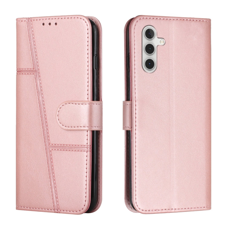 For Samsung Galaxy A16 5G Stitching Calf Texture Buckle Leather Phone Case(Rose Gold)