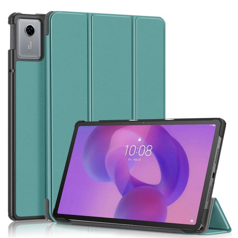 For Lenovo Tab Idea 11 /Xiaoxin Pad 2025 Custer Texture 3-Fold Holder Leather Smart Tablet Case(Green)