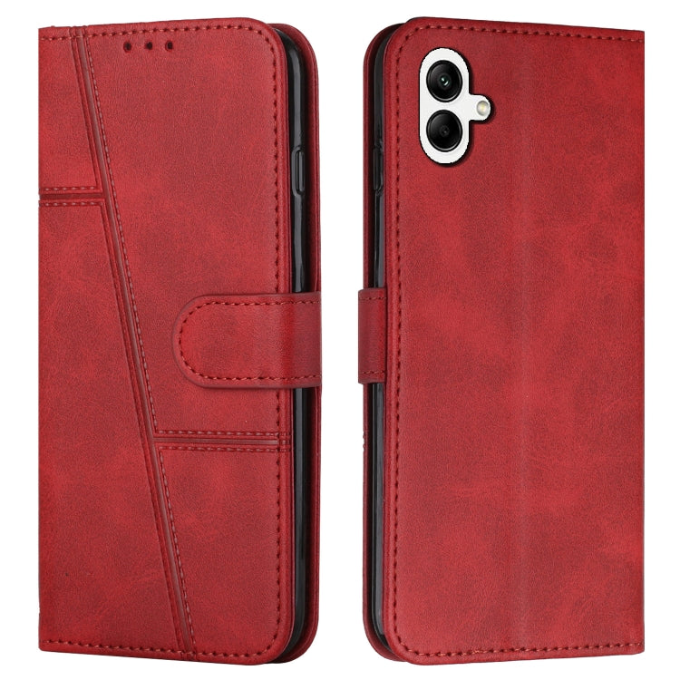 For Samsung Galaxy A05 Stitching Calf Texture Buckle Leather Phone Case(Red)