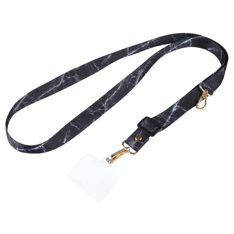 Adjustable Crossbody Mobile Phone Wide Long Lanyard(Black Marble)
