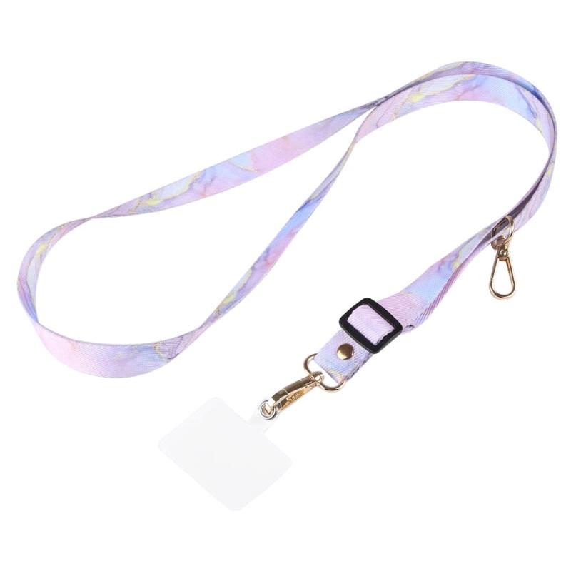 Adjustable Crossbody Mobile Phone Wide Long Lanyard(Purple Marble)