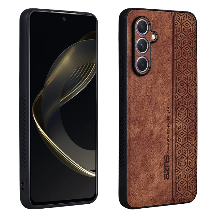 For Samsung Galaxy A55 5G AZNS 3D Embossed Skin Feel Phone Case(Brown)