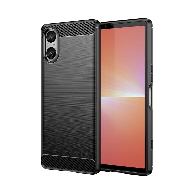 For Sony Xperia 5 V Carbon Fiber Brushed Texture TPU Phone Case(Black)